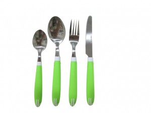 Stainless Steel Dinner Cutlery Set with Colorful Plastic Handle No. P06