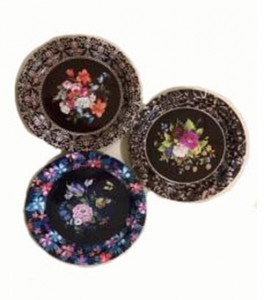 27CM Tinplate Round Tray With Flower Painting