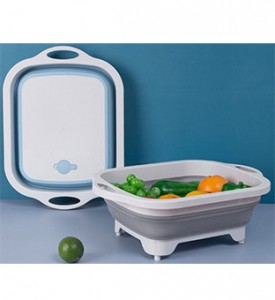 New Arrival 2 in 1 Foldable Vegetable Drainer Basket Chopping Board