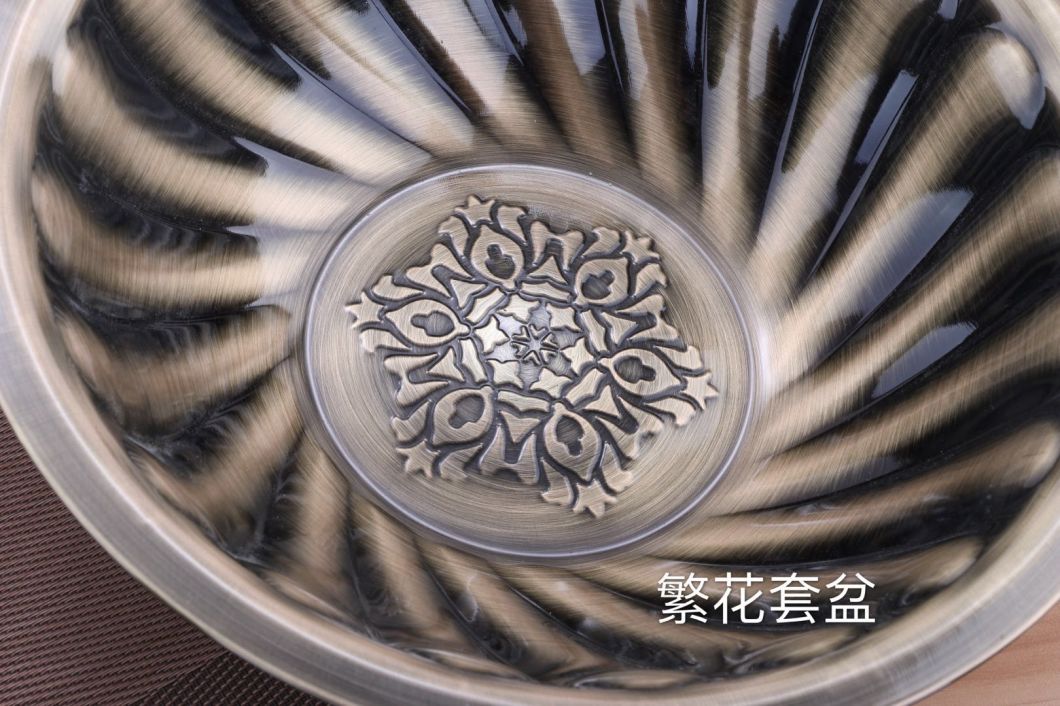 Stainless Steel Kitchenware Decorative Pattern Round Tray / Dinner Plate Gp001