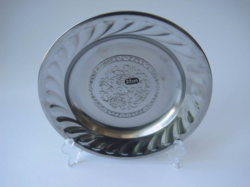 Stainless Steel Kitchenware Round Tray in Grape Design St001