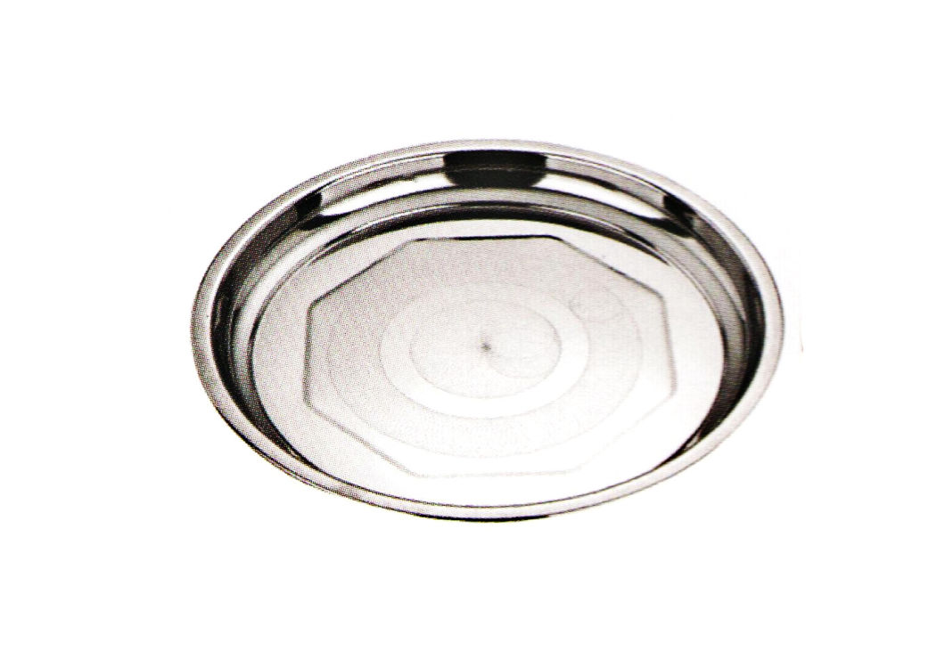 Stainless Steel Kitchenware Round Tray with Decorative Pattern Sp022