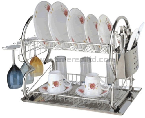 2 Layers Metal Wire Kitchen Dish Rack No. Dr16-8b