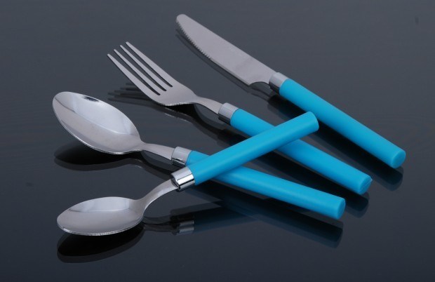 Stainless Steel Dinner Cutlery Set with Colorful Plastic Handle No. P03