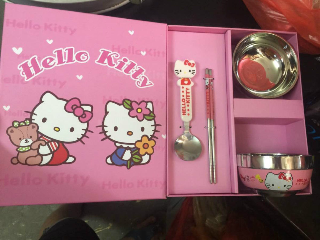 Gift Hello Kitty Stainless Steel Children Dinnerware Set Bowl