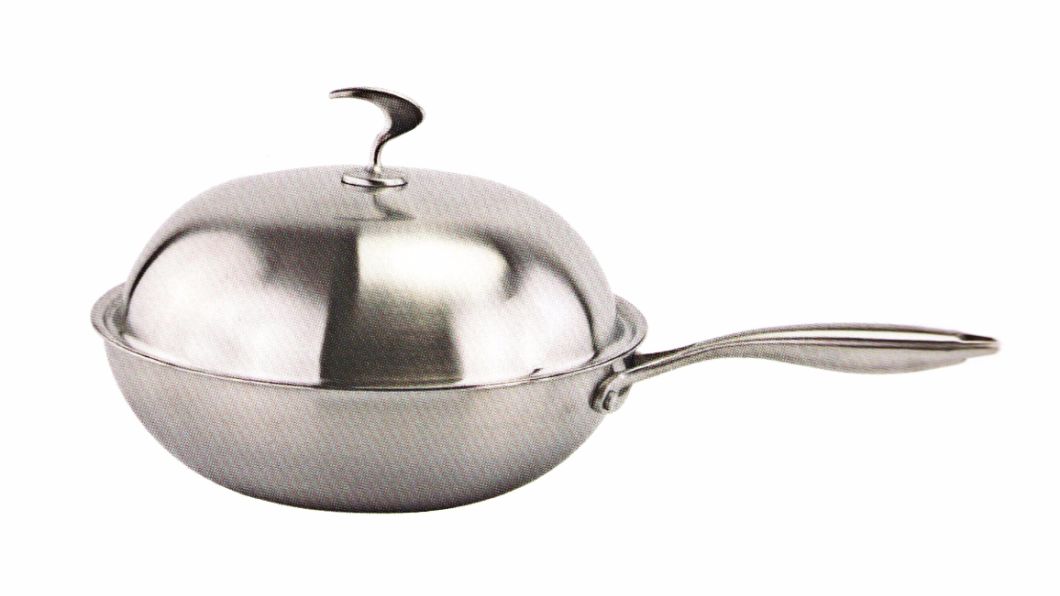 Home Appliance Stainless Steel #304 Cooking Pan Cookware Frying Pan with Long Handle Fp008