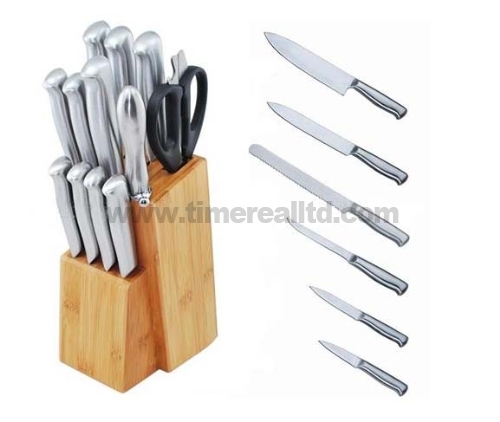 Stainless Steel Kitchen Knives Set with Wooden Block Kns-C004