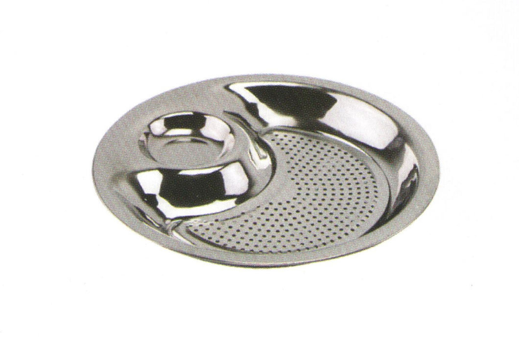 Stainless Steel Kitchenware Oval Tray in Round Design Service Tray for Steamed Dumpling Sp011