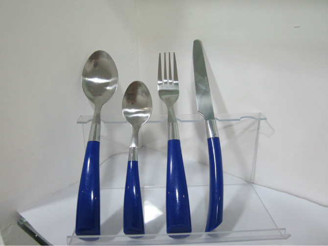 24PCS Stainless Steel Dinner Cutlery Set with Colorful Plastic Handle No. CT24-P08