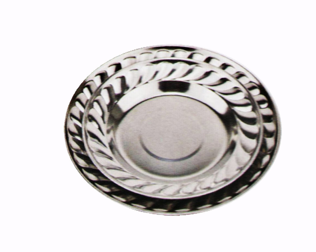 Stainless Steel Kitchenware Oval Tray in Round Design Dinner Plate Sp030