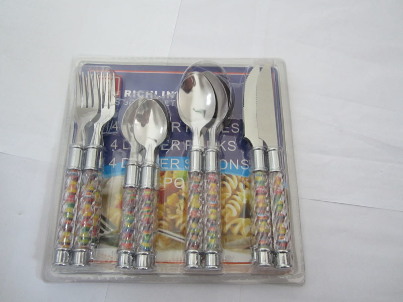 Stainless Steel Dinner Cutlery Set with Colorful Plastic Handle No. P04