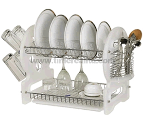 2 Layers Metal Wire Kitchen Dish Rack No. Dr16-8bp