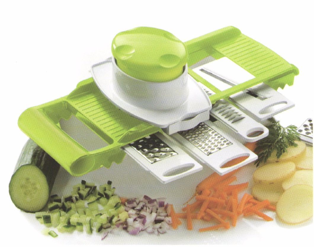 5 in 1 Home Appliance Plastic Food Processor Vegetable Chopper Cutting Machine with Steel Parts No. Cg022