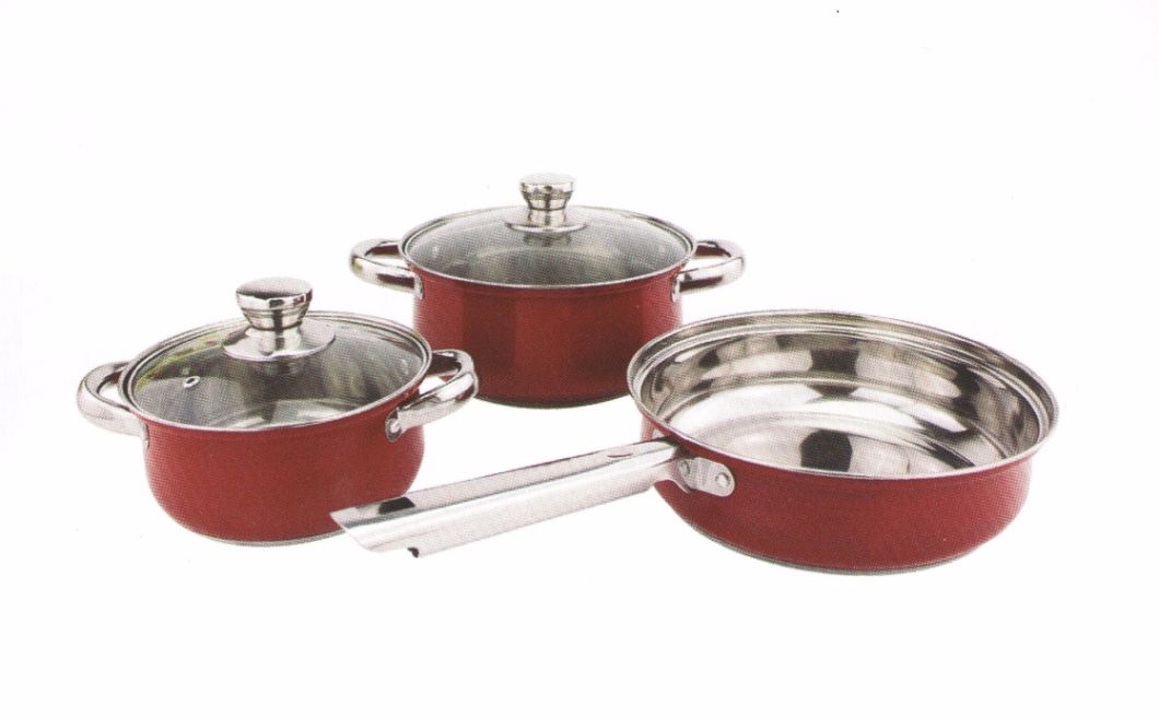 Home Appliance Stainless Steel Kitchen Ware Cooking Pot and Frying Pan with Painting PP012