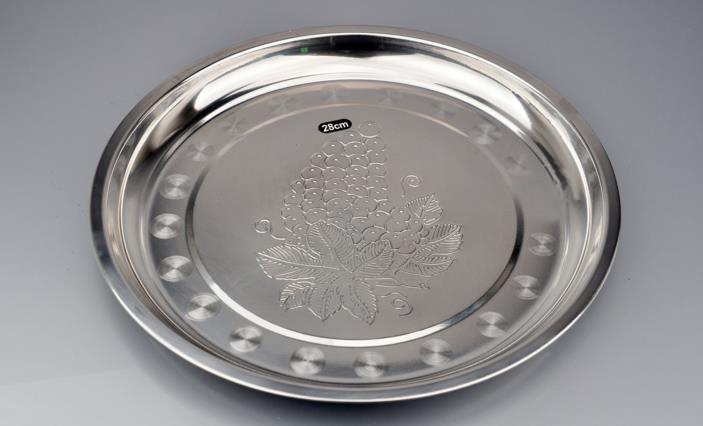 Stainless Steel Serving Tray in Grape Design