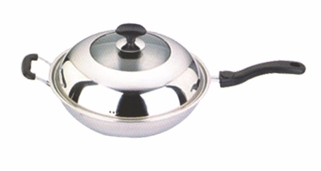 Home Appliance Stainless Steel Cooking Pan Cookware Frying Pan with Long Handle Fp010