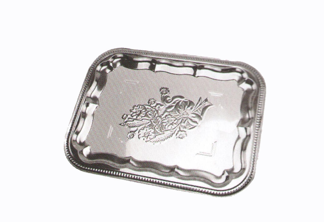 Stainless Steel Kitchenware Square Tray with Decorative Pattern Sp040